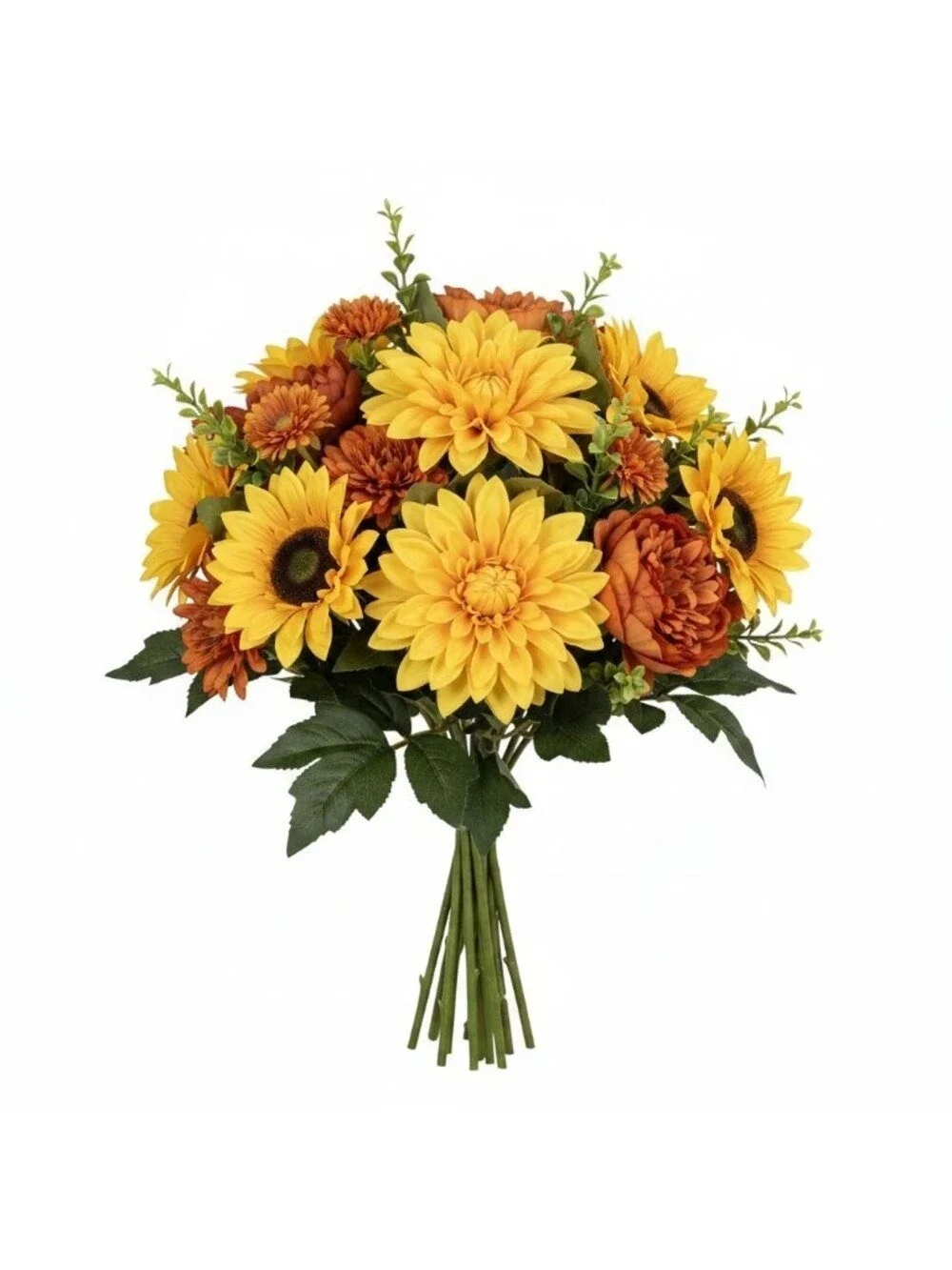 Yellow Dahlia Stem Faux Flower 24 Inch 5 Inch Bloom Bright Yellow Artificial